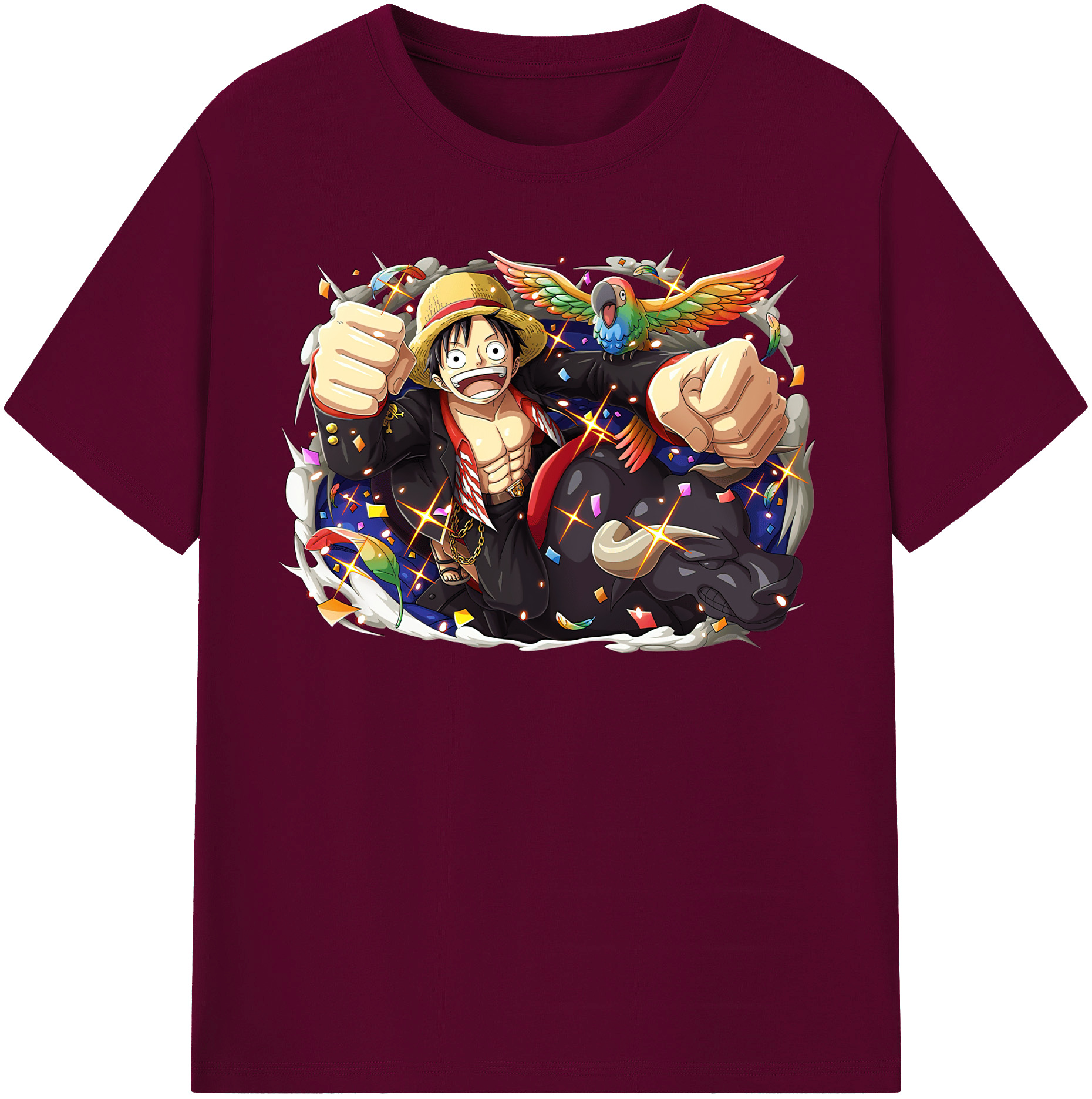 ワンピース モンキー・D・ルフィ ONE PIECE Monkey D. Luffy レディースカジュアルプリントTシャツ（綿100％）